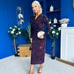 Remington Flocked Floral Cowl Neck Midi Dress Plum