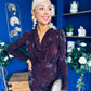 Remington Flocked Floral Cowl Neck Midi Dress Plum