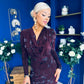 Remington Flocked Floral Cowl Neck Midi Dress Plum