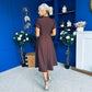 Katisha Tulip Sleeve High Neck Midi Dress Chocolate