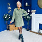 Ryan Cord Mini Shift Dress Green