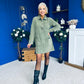Ryan Cord Mini Shift Dress Green