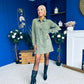 Ryan Cord Mini Shift Dress Green