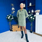 Ryan Cord Mini Shift Dress Green