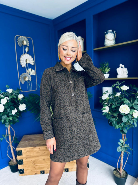 Janis Leopard Cord Mini Shift Dress