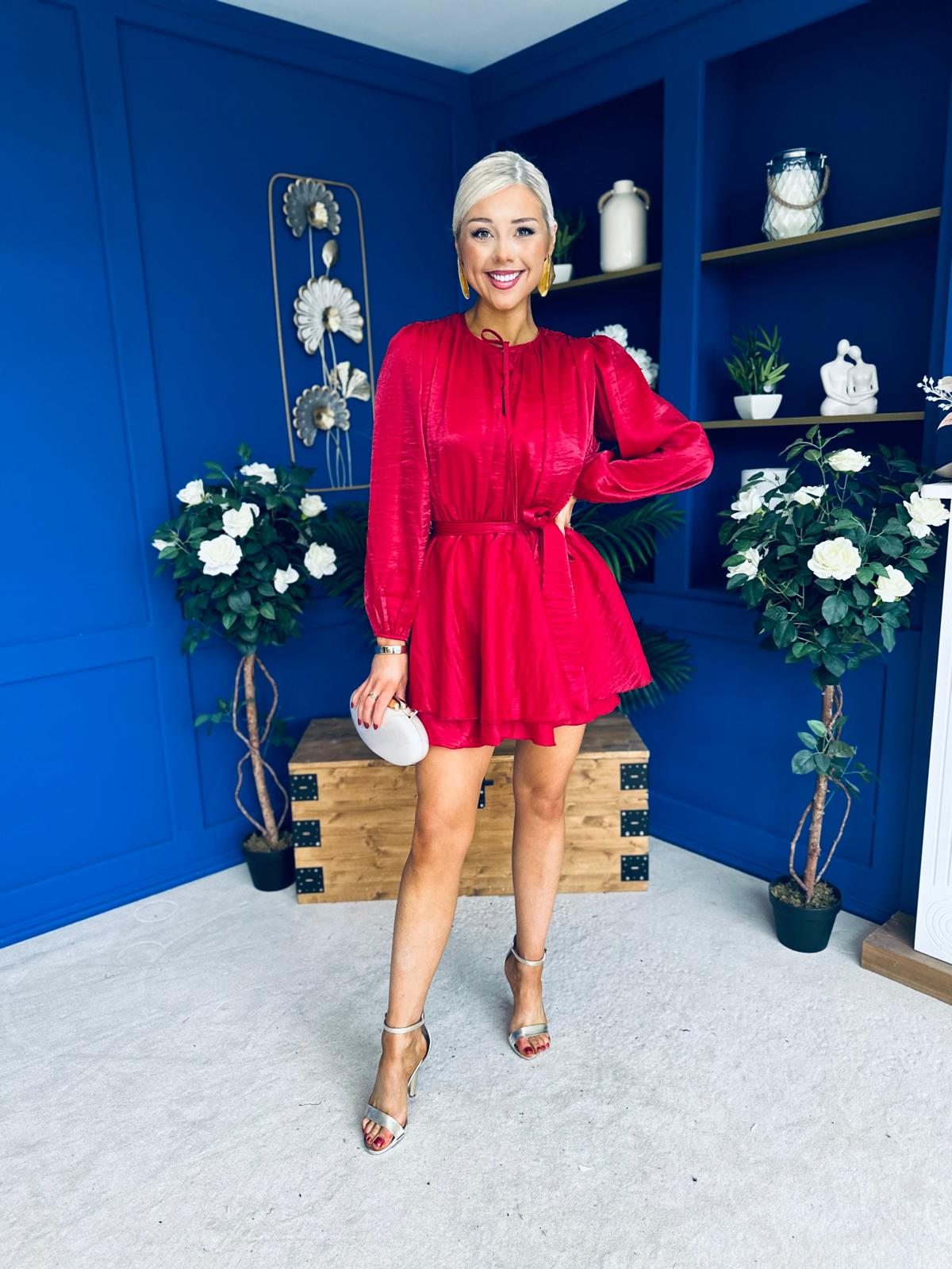 Macie Layered Mini Dress Red