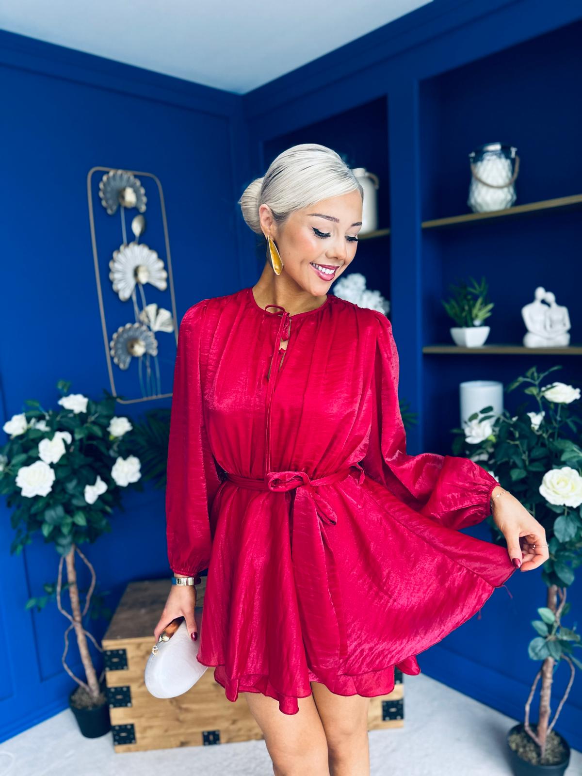 Macie Layered Mini Dress Red