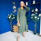 Bradley Detailed Midi Dress Khaki
