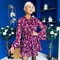 Riana High Neck Mini Dress Floral Berry