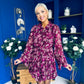 Riana High Neck Mini Dress Floral Berry
