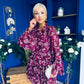 Riana High Neck Mini Dress Floral Berry