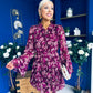 Riana High Neck Mini Dress Floral Berry
