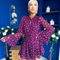 Lana High Neck Mini Dress Floral Berry
