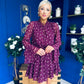 Lana High Neck Mini Dress Floral Berry