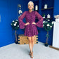 Lana High Neck Mini Dress Floral Berry