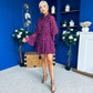Lana High Neck Mini Dress Floral Berry