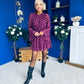 Lana High Neck Mini Dress Floral Berry