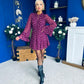 Lana High Neck Mini Dress Floral Berry