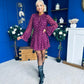 Lana High Neck Mini Dress Floral Berry