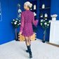 Lana High Neck Mini Dress Floral Berry