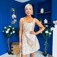 Shania Gold Jacquard Structured Mini Dress