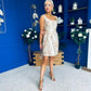 Shania Gold Jacquard Structured Mini Dress
