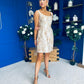 Shania Gold Jacquard Structured Mini Dress