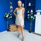 Shania Gold Jacquard Structured Mini Dress
