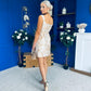 Shania Gold Jacquard Structured Mini Dress