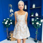 Shania Gold Jacquard Structured Mini Dress