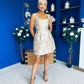 Shania Gold Jacquard Structured Mini Dress