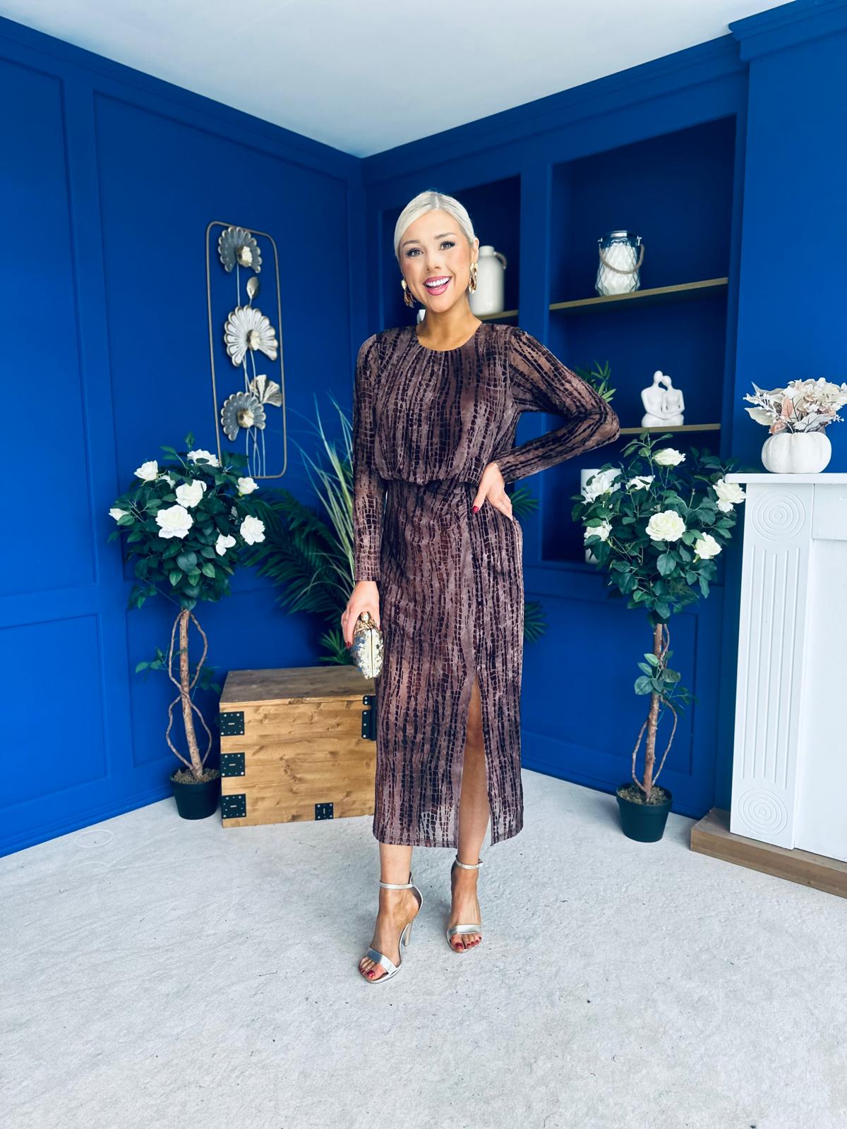 Molly Long Sleeve Occasion Dress Burnout Coco