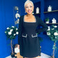 Amaranta Square Neck Beaded Mini Dress Black