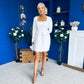 Amaranta Square Neck Beaded Mini Dress White