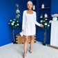 Amaranta Square Neck Beaded Mini Dress White