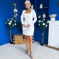 Amaranta Square Neck Beaded Mini Dress White