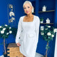 Amaranta Square Neck Beaded Mini Dress White