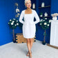 Amaranta Square Neck Beaded Mini Dress White
