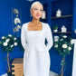 Amaranta Square Neck Beaded Mini Dress White