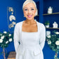 Amaranta Square Neck Beaded Mini Dress White