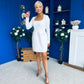 Amaranta Square Neck Beaded Mini Dress White