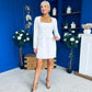 Amaranta Square Neck Beaded Mini Dress White