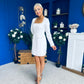 Amaranta Square Neck Beaded Mini Dress White