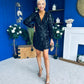 Dylan Sequin Mini Wrap Dress Black