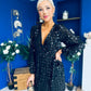 Dylan Sequin Mini Wrap Dress Black