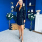 Dylan Sequin Mini Wrap Dress Black