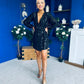 Dylan Sequin Mini Wrap Dress Black
