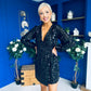 Dylan Sequin Mini Wrap Dress Black