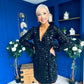 Dylan Sequin Mini Wrap Dress Black