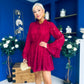 Caitriona High Neck Mini Dress Burnout Wine
